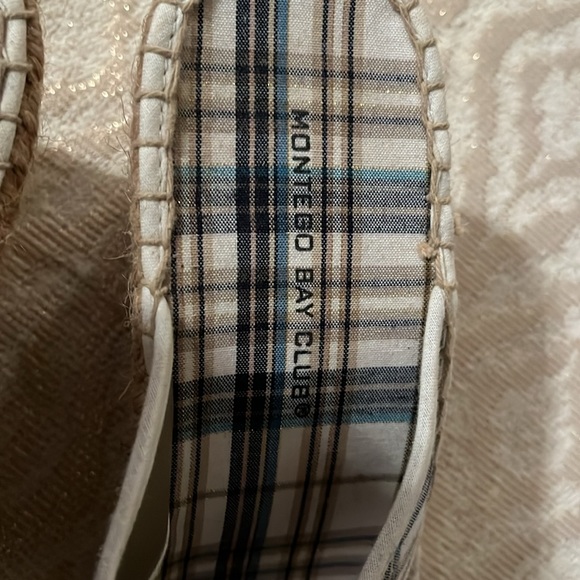 Blue & tan Montego Bay Club espadrille sandals, size 9 - Picture 4 of 4